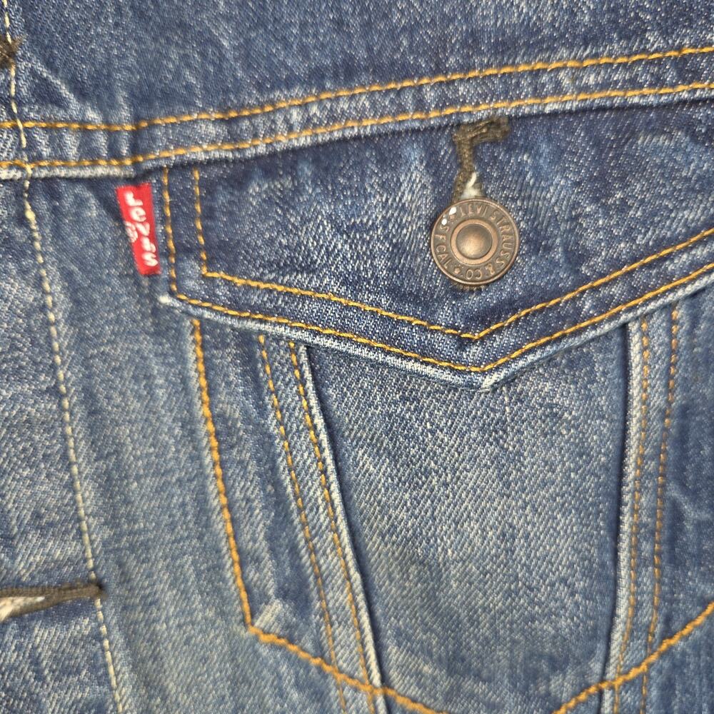 Levis Strauss Trucker Jean Jacket Mens Large 72334 Dark Denim Cotton Collared - Picture 5 of 13